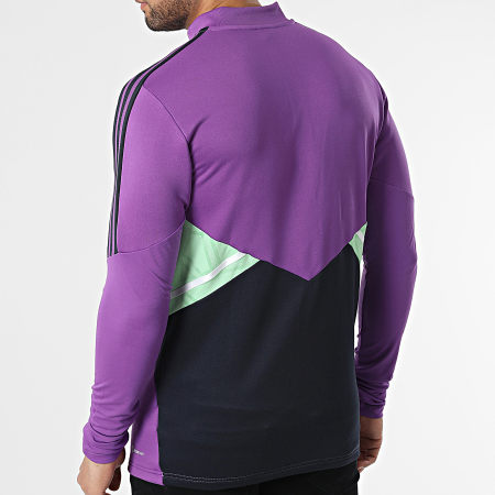 Adidas Sportswear - Real HT8803 Felpa con collo a zip a righe viola