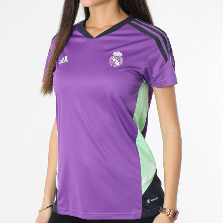 Adidas Performance - Camiseta de rayas de las mujeres Real HT8813 púrpura