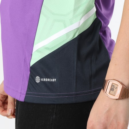 Adidas Performance - Camiseta de rayas de las mujeres Real HT8813 púrpura