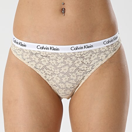 Calvin Klein - Lot De 3 Strings Femme Brazilian QD3925E Beige Rose Gris Anthracite