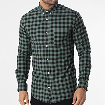 Only And Sons - Chemise Manches Longues A Carreaux Salvaro Noir Vert