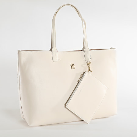 Tommy Hilfiger - Lot Sac Tote Et Pochette Femme Iconic Tommy Tote Solid 4182 Beige