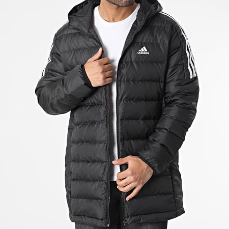 Adidas Sportswear - Doudoune Capuche A Bandes Parka Essentials Down GH4604 Noir