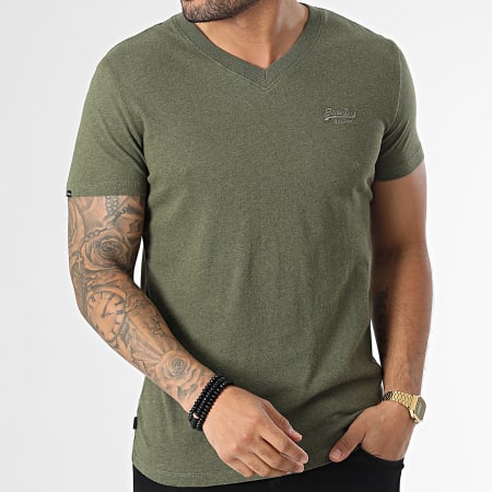 Superdry - Camiseta cuello pico M1011170A Verde caqui