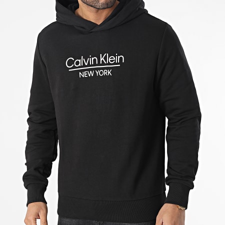 Calvin Klein - Felpa con cappuccio New York Logo 0747 Nero