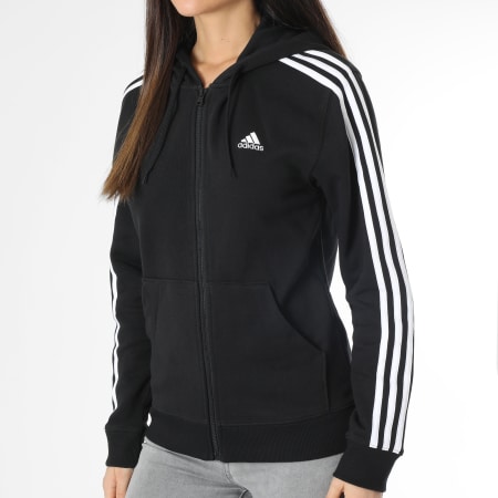 Adidas Sportswear - Sweat Capuche Zippé Femme 3 Stripes IC8769 Noir