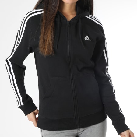 Adidas Sportswear - Felpa con cappuccio a 3 strisce da donna IC8769 Nero