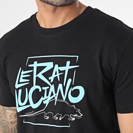Le Rat Luciano - Tee Shirt Logo Noir Bleu Clair Blanc
