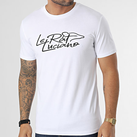 Le Rat Luciano - Camiseta Logo Script Blanco Negro