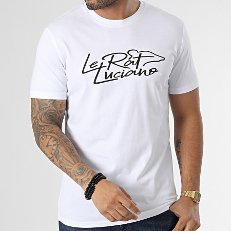 Le Rat Luciano - Camiseta Logo Script Blanco Negro