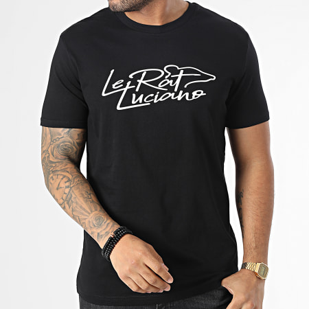 Le Rat Luciano - Negro Blanco Script Logo Camiseta