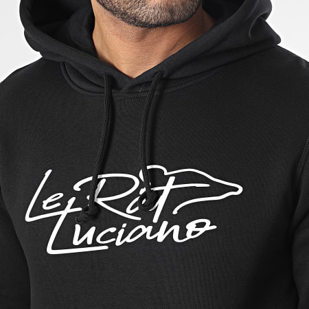 Le Rat Luciano - Felpa con cappuccio Logo Script Nero Bianco