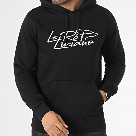 Le Rat Luciano - Sweat Capuche Logo Script Noir Blanc