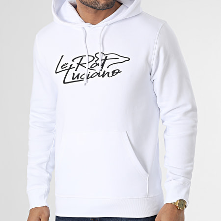 Le Rat Luciano - Sweat Capuche Logo Script Blanc Noir