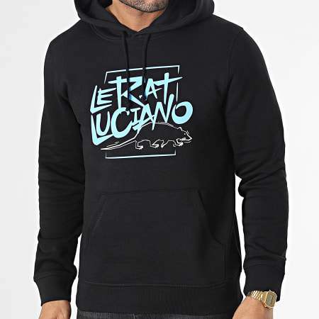 Le Rat Luciano - Logo Hoodie Negro Azul claro Blanco