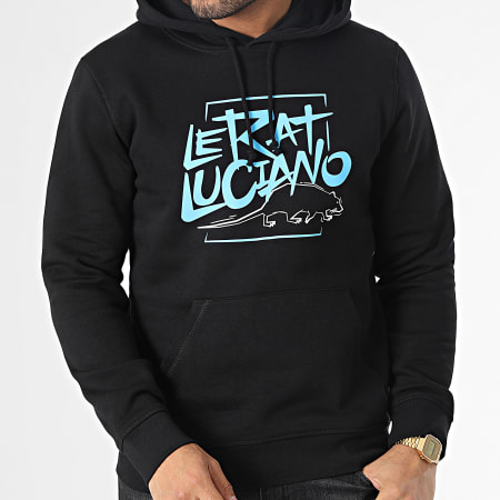 Le Rat Luciano - Felpa con cappuccio con logo Nero Azzurro Bianco