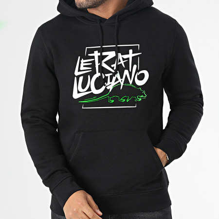Le Rat Luciano - Felpa con cappuccio Logo Nero Bianco Verde Fluo