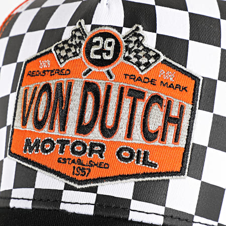 Von Dutch - Casquette Trucker Motor Oil Noir Orange