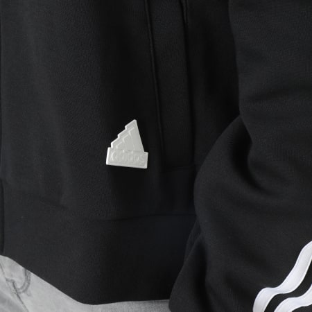 Adidas Performance - HT4715 Negro raya con capucha Zip Sudadera