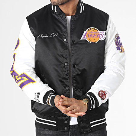 Mitchell and Ness - Giacca Teddy NBA Team Origins Los Angeles Lakers Nero Bianco