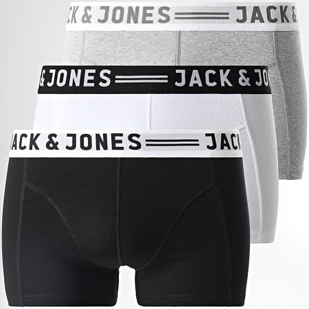 Jack And Jones - Set di 3 boxer Sense nero bianco grigio erica