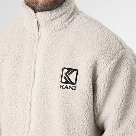 Karl Kani - Teddy Coach Giacca con zip in pelliccia di pecora 6075203 Beige
