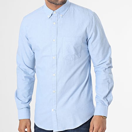Only And Sons - Chemise Manches Longues Neil Oxford Bleu Clair