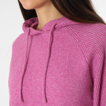 Only - Pull Capuche Crop Femme Brilliant Rose