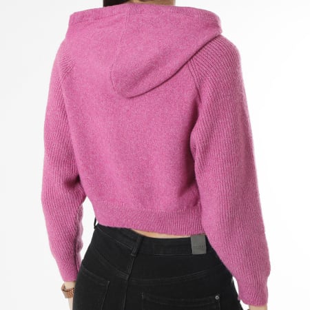 Only - Sudadera con capucha rosa brillante para mujer