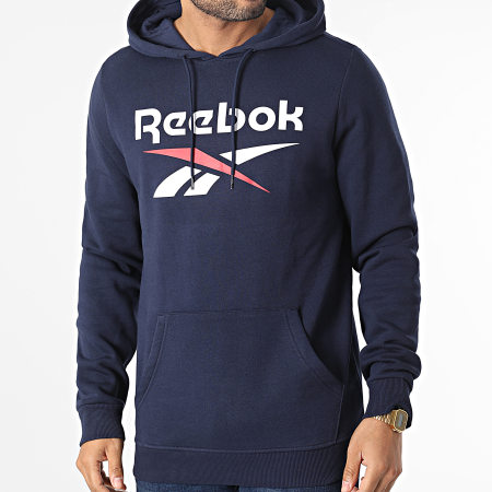 Reebok - Felpa con cappuccio Big Logo H54803 blu navy