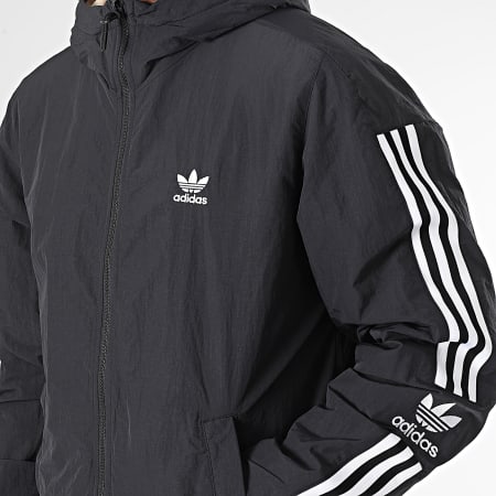 Adidas Originals - Lock Up HL9186 Chaqueta negra reversible con capucha y cremallera