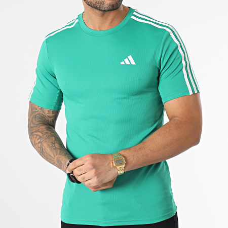 Adidas Sportswear - Tee Shirt A Bandes Essentials 3 Stripes H54661 Vert
