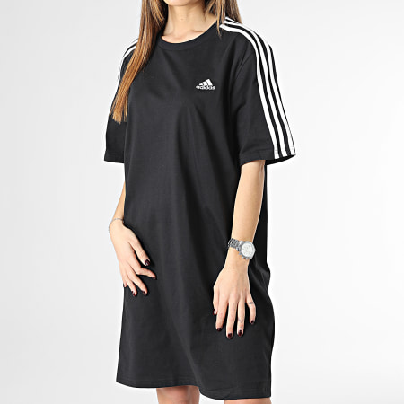Adidas Performance - Vestido Camiseta 3 Rayas Mujer HR4923 Negro
