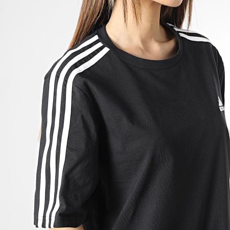 Adidas Performance - Vestido Camiseta 3 Rayas Mujer HR4923 Negro