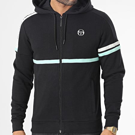 Sergio Tacchini - Sweat Capuche A Bandes Replica 39805 Noir Gris Jaune