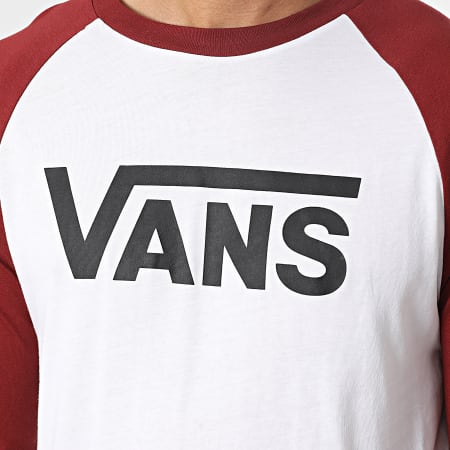 Vans - Classic Raglan Camiseta Manga Larga 002QQ Blanco Burdeos