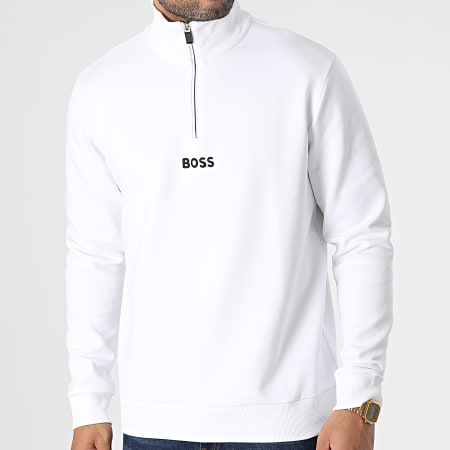 BOSS - Sweat Col Zippé 50482900 Blanc