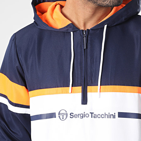 Sergio Tacchini - Veste Capuche Col Zippé Frannie 40132 Bleu Marine Blanc Orange