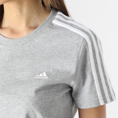 Adidas Sportswear - Tee Shirt 3 Stripes GL0785 Femme Gris Chiné