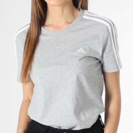 Adidas Performance - 3 Stripes GL0785 Camiseta de mujer gris jaspeado