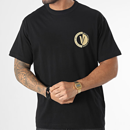 Versace Jeans Couture - Camiseta 74GAHT10 Negro Oro