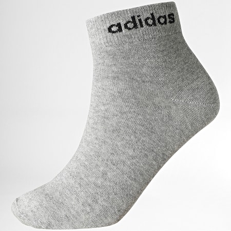 Adidas Sportswear - Lot De 3 Paires De Chaussettes Linear IC1306 Noir Blanc Gris Chiné