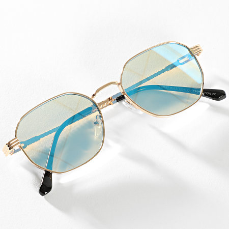 Frilivin - Occhiali da sole con specchio blu dorato