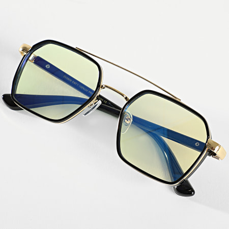 Frilivin - Gafas de sol de espejo azul dorado
