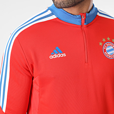 Adidas Sportswear - Sweat Col Zippé A Bandes FC Bayern Munich HU1280 Rouge Bleu