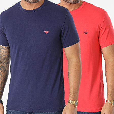 Emporio Armani - Lot De 2 Tee Shirts 111267-3R720 Bleu Marine Rouge