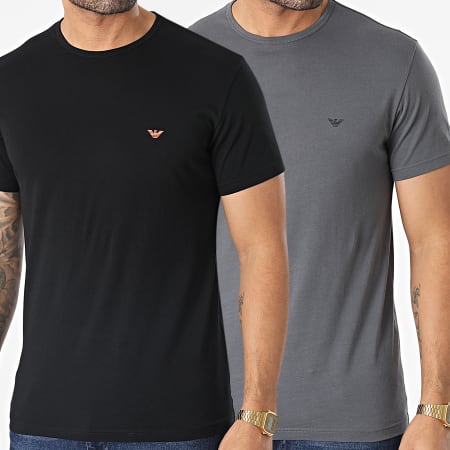 Emporio Armani - Juego de 2 camisetas 111267-3R722 Negro Gris