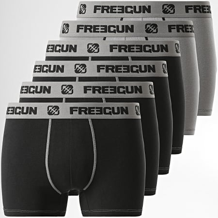 Freegun - Confezione da 6 boxer Trio nero grigio