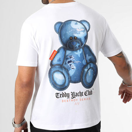 Teddy Yacht Club - Camiseta Oversize Large Destroy Series Azul Blanco