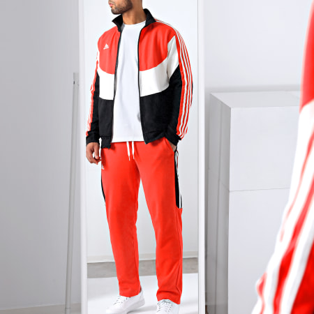 Adidas Sportswear - Ensemble De Survetement A Bandes Colorblock IC6753 Orange Noir Blanc